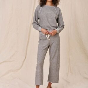 The Wide Leg Cropped Sweatpant in Varsity Grey